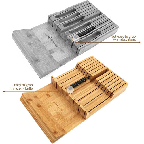 17 Stories InDrawer Knife Block Bamboo Kitchen Knife Drawer Organizer